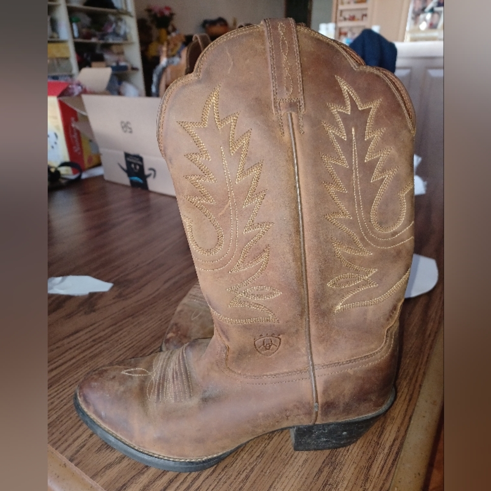 Ariat Heritage R Toe Western Boots Ladies 8B, EUR 38.5, Distressed Brown - Picture 4 of 10